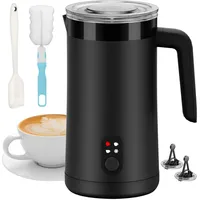Ovetedot Milchaufschäumer, 400 ml Milchaufschäumer Elektrischer 4-in-1 für Heißen und Kalten Milchschaum, Automatische Abschaltung Kaffee Aufschäumer für Latte, Macchiato, Cappuccino(Schwarz)