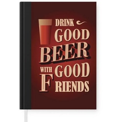 MuchoWow Notizbuch Mancave – Bier – Vintage – Freunde, Journal, Merkzettel, Tagebuch, Notizheft, A5, 98 Seiten, Haushaltsbuch bunt