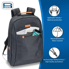 PEDEA Rucksack "Elegance" Notebook-Rucksack bis 17,3 Zoll (43,9 cm) mit Tablet-PC Fach bis 10,1 Zoll (25,9 cm) inkl. Schnurloser Maus, Grau