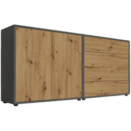 MID.YOU Sideboard Mailand Set 3 Anthrazit/Eiche Artisan