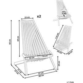 Beliani Bellano Gartenstuhl 88 x 83 x 88 cm braun 2 St.