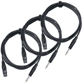 Pronomic XFJ-2.5 XLR zu Klinke Kabel (unsymmetrisches Mikrofonkabel, Länge 2,5m, säure- und ölfest, Spannzangen-Zugentlastung) schwarz