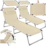 Tectake Gartenliege, Beige, Kunststoff, 68x65x190 cm Gartenmöbel, Gartenliegen