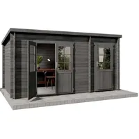 Alpholz Gartenhaus Maria mit Anbau aus Holz mit MontagematerialGrau