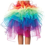 Regenbogen Tüllrock Damen Lang Tüll Röcke Tutu Rock Tütü Petticoat Unterrock Tüllröcke Outfit Karneval Ballett Tütüs Kostüm Erwachsene Prinzessin Fasching 50er Rockabilly Tüllröckchen Party Hochzeit - Länge 60 CM