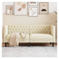 vidaXL Chesterfield-Sofa 2-Sitzer Creme Kunstleder