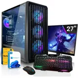 SYSTEMTREFF Gaming Komplett Set - Core Ultra 5 245KF - AMD Radeon RX 9060 XT 8GB - 16GB DDR5 - 1TB NVMe - 27 Zoll TFT - Windows 11 Pro - Desktop PC