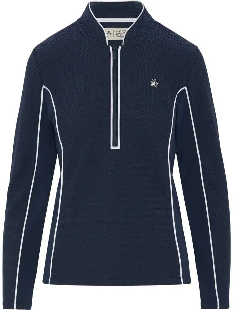 Penguin Midweight Textured 1/4 Zip Damenpullover Navy - XL