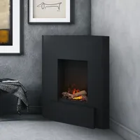 muenkel design Nook [Elektrokamin, Opti-myst, Raumecke]: Schwarz-grau - Dekoholz ohne Stehrost - Schwarz, pulverbeschichtet