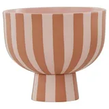 OYOY Living Toppu Bowl / Rose - Deko Schale Vase Braun / Rose Gestreift aus Keramik - Ø15 x H13 cm