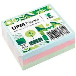 UPM Notes Pastellmix Haftnotizen doppelte Haftung farbsortiert 3 Blöcke