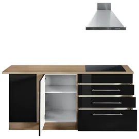 kochstation Winkelküche L-Form 260 x 190 cm schwarz