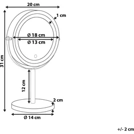 Beliani Kosmetikspiegel Silber