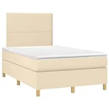 vidaXL Boxspringbett mit Matratze & LED Creme 120x190 cm Stoff