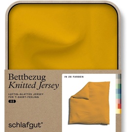 SCHLAFGUT Bettbezug SCHLAFGUT "Knitted Jersey uni, aus Bio-Baumwolle mit Elasthan, Reißverschluss" Bettbezüge Gr. B/L: 240 cm x 220 cm, gelb (yellow deep) Jersey-Bettwäsche