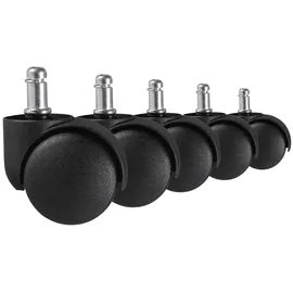 FineBuy 5er Set gebremste Weichboden-Rollen 11 mm Stift 50 mm