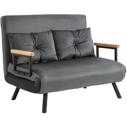 HOMCOM Schlafsofa mit Sitzkissen grau 102L x 73B x 81H cm