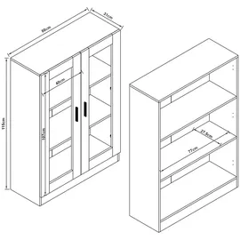 [en.casa] Vitrine Sorø 80 x 31 x 115 cm Beige