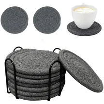 luxuskollektion Untersetzer 8er Baumwolle Gläserhalter Abwaschbar Grau