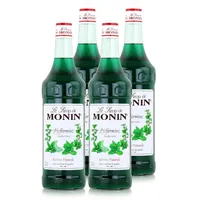 Monin Sirup Pfefferminz 1L - Cocktails Milchshakes Kaffeesirup (4er Pack)