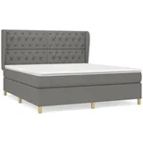 vidaXL Boxspringbett mit Matratze Dunkelgrau 160x200 cm Stoff