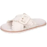 Melvin & Hamilton Petra 7 Leder-Geflochtene Schuhe für Damen Pantolette Flache Absätze, Echtes Leder, Von Hand geflochten weiß 42 EU