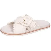 Melvin & Hamilton Petra 7 Leder-Geflochtene Schuhe für Damen Pantolette Flache Absätze, Echtes Leder, Von Hand geflochten weiß 42 EU