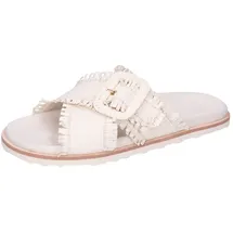 Melvin & Hamilton Petra 7 Leder-Geflochtene Schuhe für Damen Pantolette Flache Absätze, Echtes Leder, Von Hand geflochten weiß 42 EU
