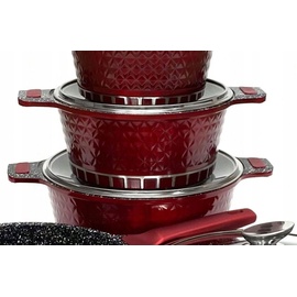 ZILNER Original 11-teiliges rotes Topfset Kochtopf Set | induktions Töpfe Set,Kochtöpfe,Töpfe Induktion | Kochgeschirr Set,Topfset - Rot