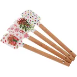 FESTFENDS 4 Stück Teiliges Silikon Weihnachtsdesign Kleine Lange Spatel Cremefreundlich Vielseitig für Backzubehör Tortenstreichpalette Hitzebeständig für Kuchen Party Küche