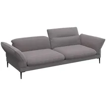 flexlux 3-Sitzer Salino, Funktionssofa, Relaxsofa, Sofa mit Arm- und Kopfteil-Verstellungen, Kaltschaum & Stahl-Wellen grau