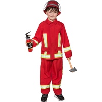 narrenkiste O5287-128 rot Kinder Junge Feuerwehr Kostüm Feuerwehrjunge Brandmeister Gr.128