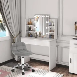 Woltu Bürohocker Samt Hellgrau