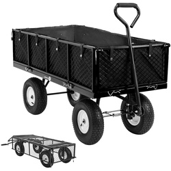 Miweba Bollerwagen MB-700, Transportwagen mit 700 kg Traglast, klappbar, Doppelachse, Stahlrahmen (Schwarz)