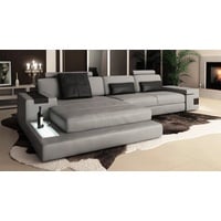 BULLHOFF Schlafsofa Schlafsofa Leder Schlafcouch Ecksofa Eckcouch Bettsofa L-Form Designsofa LED Leder Sofa schlaffunktion Couch XL grau schwarz »HAMBURG III« von BULLHOFF, made in Europe, das "ORIGINAL" grau