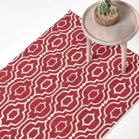 Homescapes Teppich Riga, handgewebt aus 100% Baumwolle, 160 x 230 cm, Baumwollteppich mit geometrischem Muster, rot