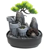 Lemodo Zimmerbrunnen Kaskadenbrunnen mit Wasserrad, 19 cm Breite bunt