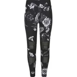 URBAN CLASSICS Girls Tech Mesh AOP Leggings dark flower aop, 122/128