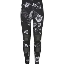 URBAN CLASSICS Girls Tech Mesh AOP Leggings dark flower aop, 122/128