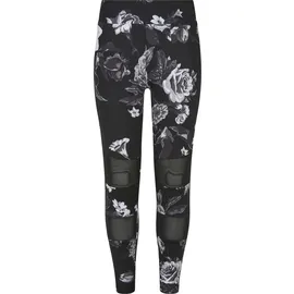 URBAN CLASSICS Girls Tech Mesh AOP Leggings dark flower aop, 122/128