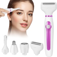 Elektrischer Rasierer für Damen Nass & Trockenrasur,4in1 Damenrasierer Ladyshaver Elektrorasierer, Augenbrauenschneider Körperhaarschneider Nasenhaarschneider Trimmer für Bikinizone Arm Beine Achseln