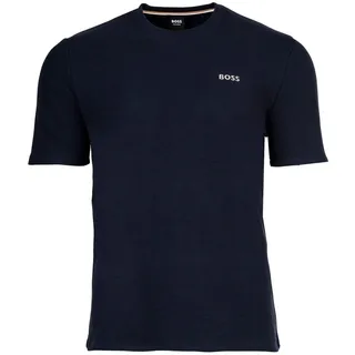 BOSS Herren T-Shirt, Waffeloptik - Waffle T-Shirt, Logo, Rundhals, Logo, Baumwollmischung Dunkelblau 2XL