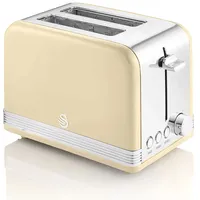 Swan Retro ST19010CNEU 2-Scheiben-Breitschlitz-Brottoaster, Vintage Design, 3 Funktionen: 6
