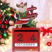Weihnachtskalender aus Holz mit Rentier - rot - Weihnachtsdekoration