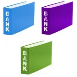 Livepac-Office 3x Bankordner / 140x250mm / für Kontoauszüge / je 1x hellgrün, hellblau, lila