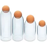 Intirilife Aufbewahrungsbehälter Set aus Glas mit Kork-Kugel 4-teiliges Set - 1.2 L / 930 ml / 670 ml / 400 ml Füllmenge - Vorratsbehälter Glasdosen für Lebensmittel Süßigkeiten Gewürze Kaffee Zucker