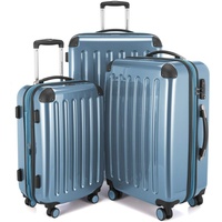 Hauptstadtkoffer - Alex - 3er Koffer-Set Trolley-Set Rollkoffer Reisekoffer Erweiterbar, TSA, 4 Rollen, (S, M & L), Pool Blue