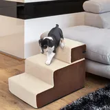 Hundetreppe 3 Stufen Katzentreppe Haustiertreppe Haustier Plüsch Beige