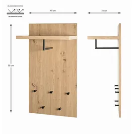 Haku-Möbel Wandgarderobe Parma 48 x 90 cm Eiche Schwarz