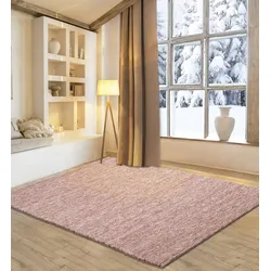 Wollteppich MY HOME "Pirker", rot, B:140cm H:12mm L:200cm, Schurwolle, Teppiche, Wendeteppich, meliert, reine Wolle, handgewebt, Scandi, Wohnzimmer